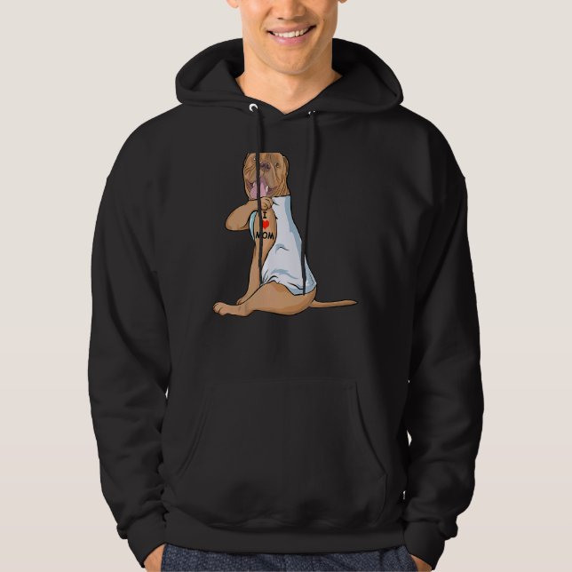 I Love Mom Tattoo Dogue De Bordeaux Mom Dog  Women Hoodie (Front)