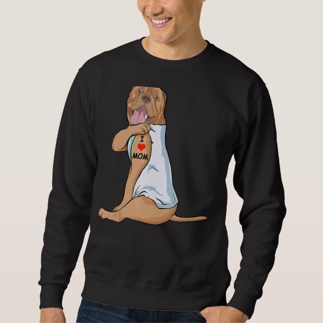 I Love Mom Tattoo Dogue De Bordeaux Mom Dog  Women Sweatshirt (Front)