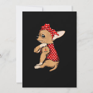 I Love Mom Tattoo Funny Chihuahua Dog Wearing Band Announcement
