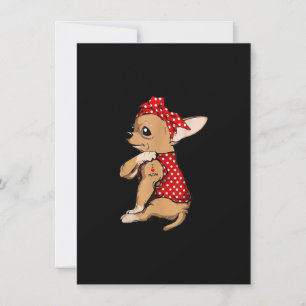 I Love Mom Tattoo Funny Chihuahua Dog Wearing Band Thank You Card