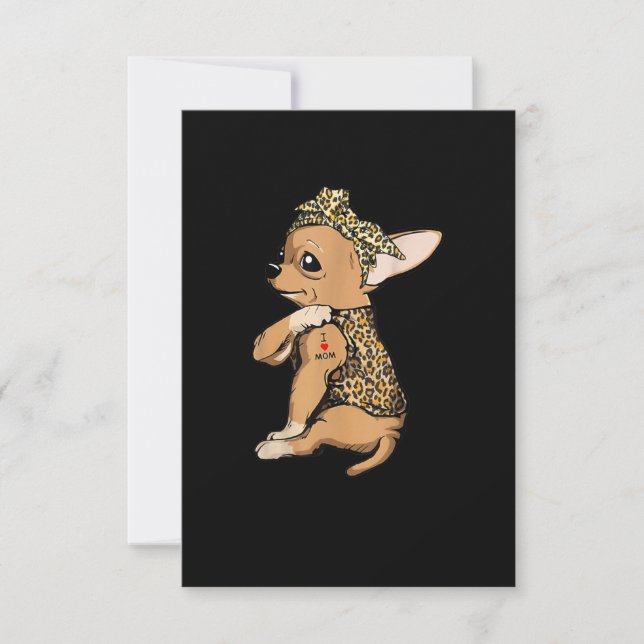I Love Mom Tattoo Funny Chihuahua Dog With Bandana RSVP Card (Front)