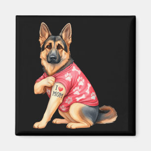 I Love Mom Tattoo Funny German Shepherd Dog Lover Magnet