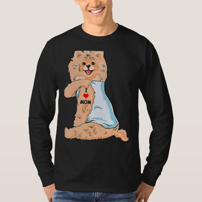 I Love Mom Tattoo German Spitz Mom Dog Mother's Da T-Shirt (Front)