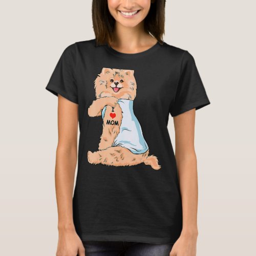 I Love Mom Tattoo German Spitz Mom Dog  Women T_Shirt