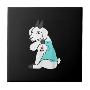 I Love Mom Tattoo Goat Funny Mors Day Pet Ceramic Tile