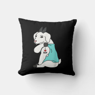 I Love Mom Tattoo Goat Funny Mors Day Pet Throw Pillow