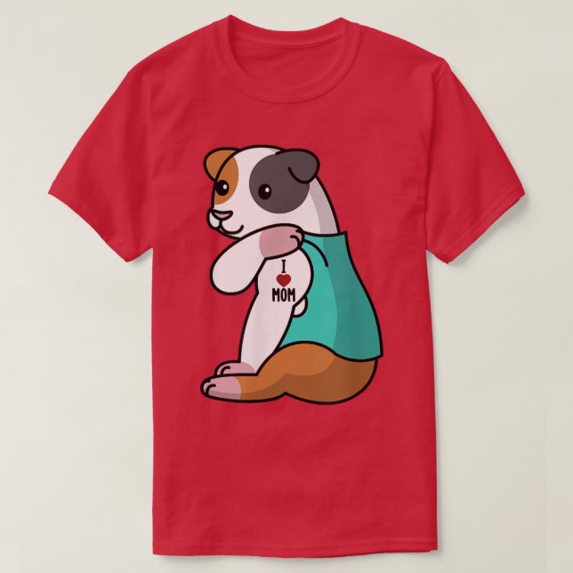 I Love Mom Tattoo Guinea Pig Mother Pet T-Shirt (Design Front)