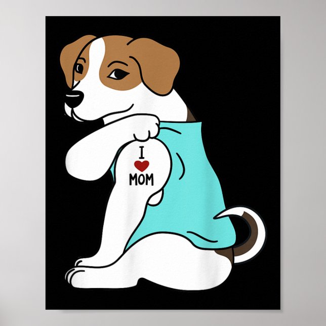 I Love Mom Tattoo Jack Russell Terrier Mothers Day Poster (Front)