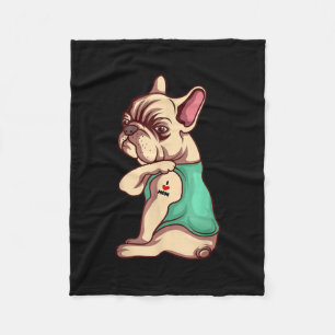 I Love Mom Tattoo Lover Funny French Bulldog Gift Fleece Blanket