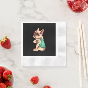 I Love Mom Tattoo Lover Funny French Bulldog Gift Napkins