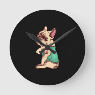 I Love Mom Tattoo Lover Funny French Bulldog Gift Round Clock