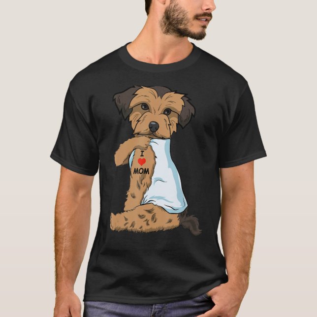 I Love Mom Tattoo Morkie Mom Dog Lover Women T-Shirt (Front)