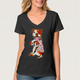 I Love Mom Tattoo Pit Bull Dog Flowers Mother's Da T-Shirt