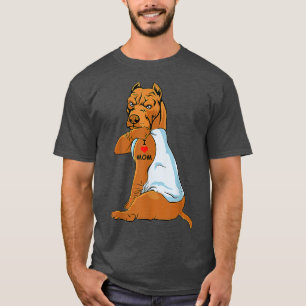 I Love Mom Tattoo Pitbull Mom Dog Lover Women T-Shirt