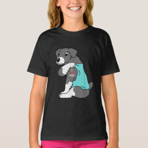 i love mom tattoo schnauzer funny mors day dog T-Shirt