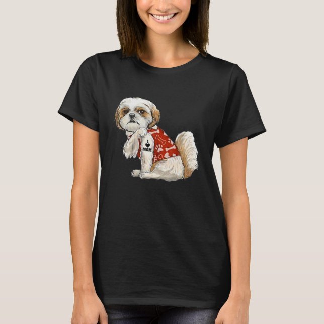 I Love Mom Tattoo Shih Tzu Mom Funny Mother's Day T-Shirt (Front)