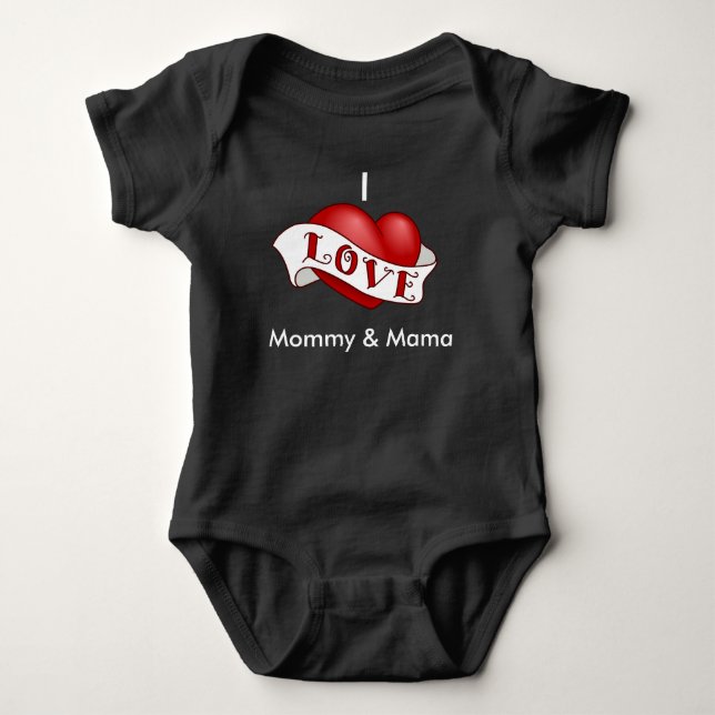 I Love Mommy and Momma Baby Bodysuit (Front)