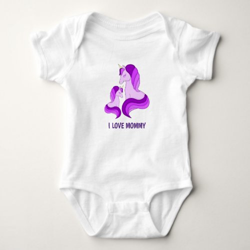 I Love Mommy Unicorn Mom and Her Baby Baby Bodysuit