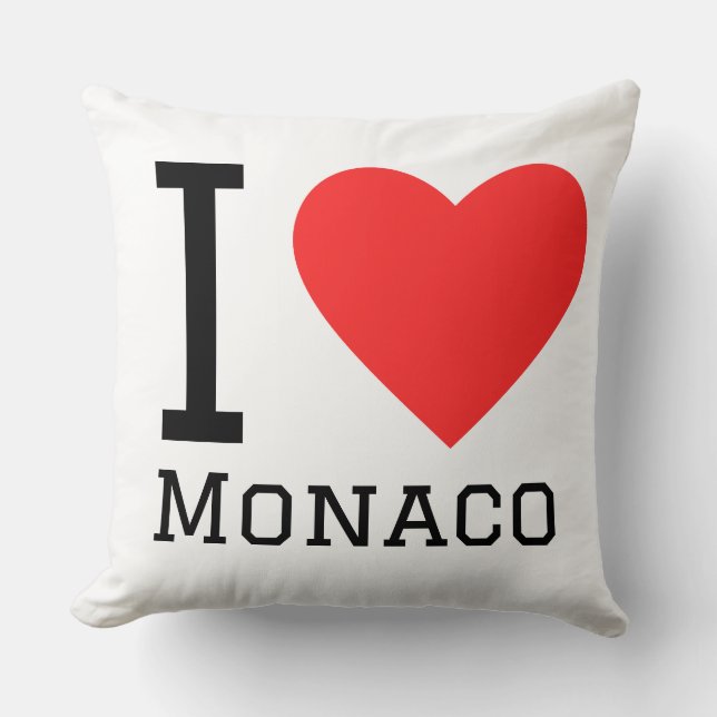 I love Monaco square sticker Throw Pillow (Front)