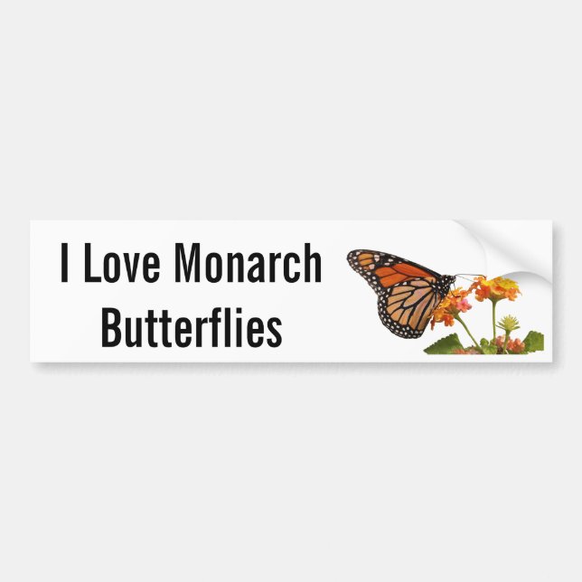 I Love Monarch Butterflies Bumper Sticker (Front)