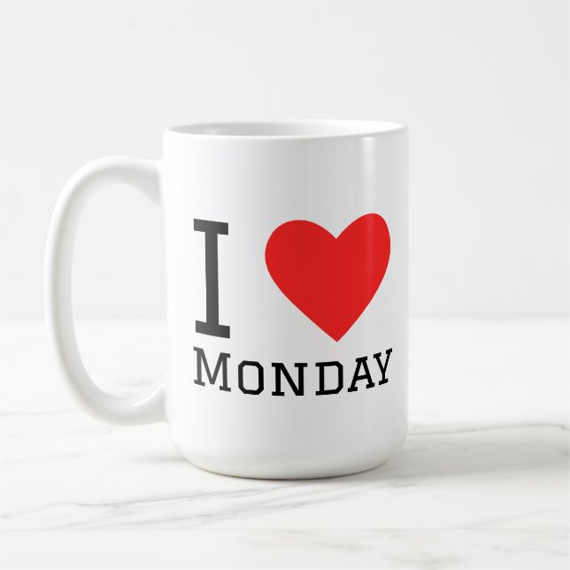 I love monday  square sticker coffee mug (Left)