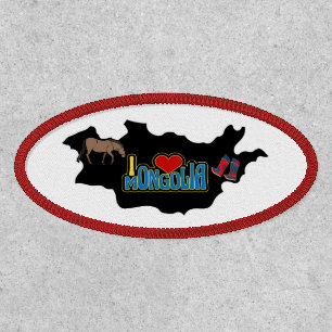 I Love Mongolia Map Mongolian Horse Gutal Boots Patch
