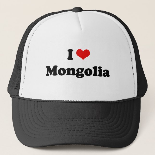 I Love Mongolia Tshirt Trucker Hat (Front)