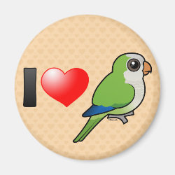 I Love Monk Parakeets Round Magnet