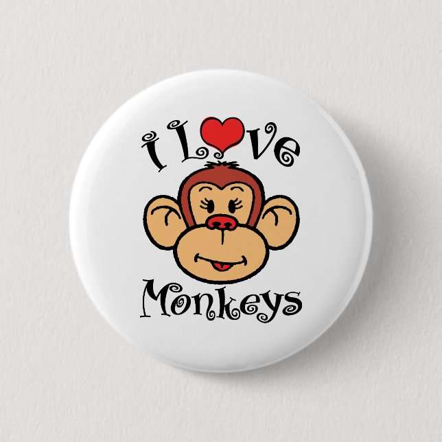 I Love Monkeys Button (Front)
