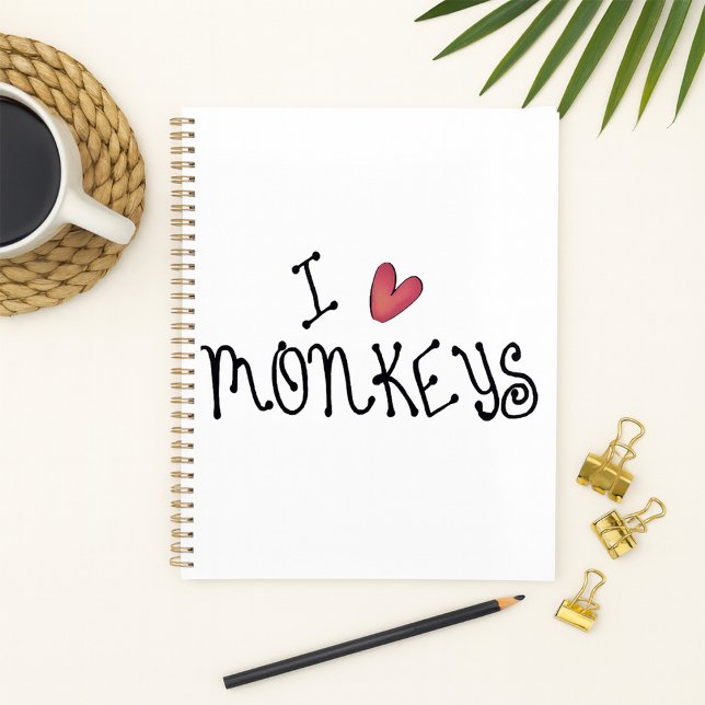 I Love Monkeys Cute Handwritten Typography Planner (Creator Uploaded)
