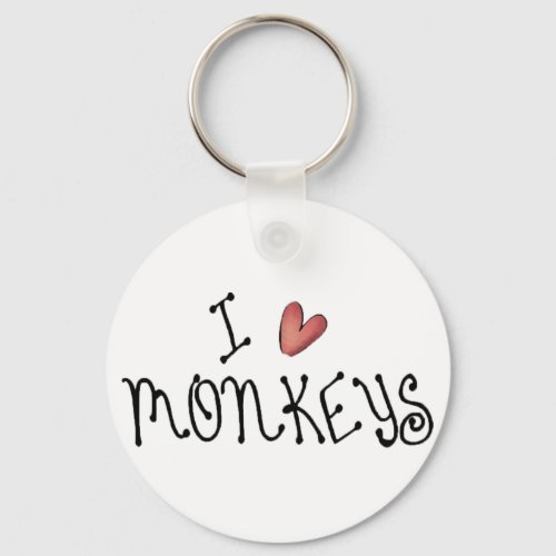 I Love Monkeys Keychain