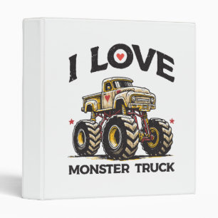 I Love Monster Truck 3 Ring Binder