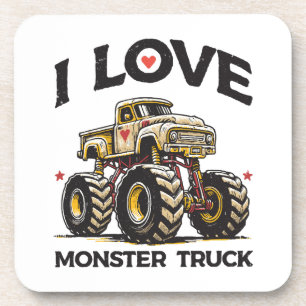 I Love Monster Truck Beverage Coaster