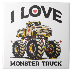 I Love Monster Truck Ceramic Tile