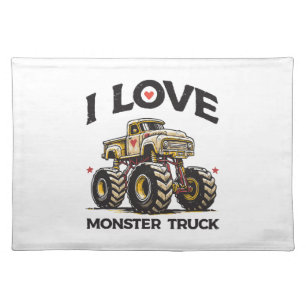 I Love Monster Truck Cloth Placemat