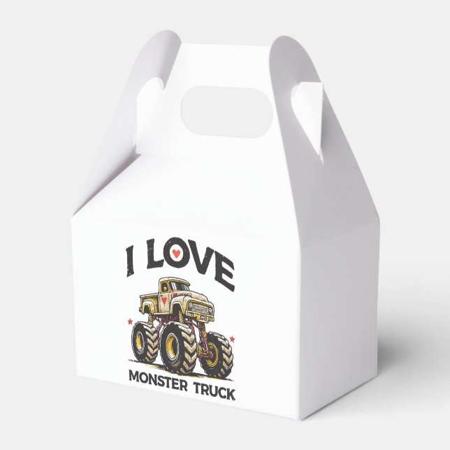I Love Monster Truck Favor Boxes (Front Side)
