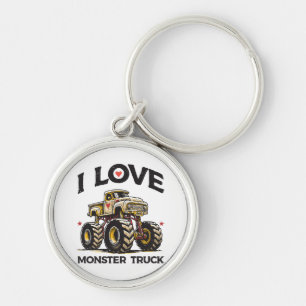 I Love Monster Truck Keychain