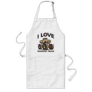 I Love Monster Truck Long Apron