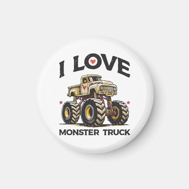 I Love Monster Truck Magnet (Front)