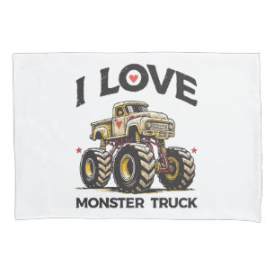 I Love Monster Truck Pillow Case