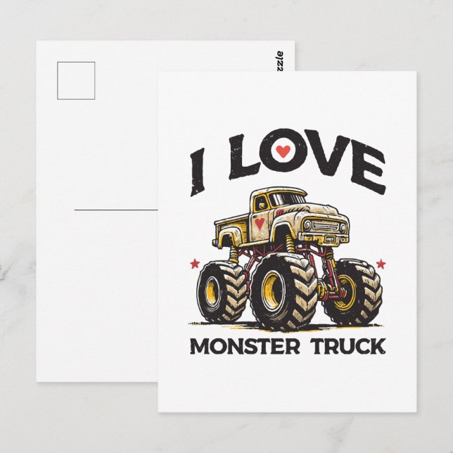 I Love Monster Truck Postcard (Front/Back)