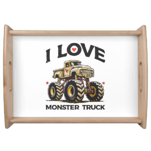 I Love Monster Truck Serving Tray