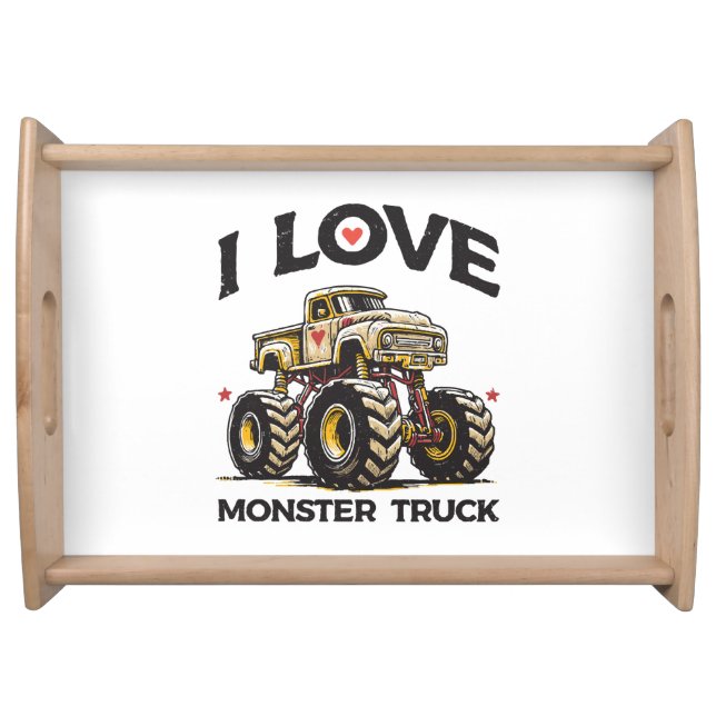 I Love Monster Truck Serving Tray (Front)
