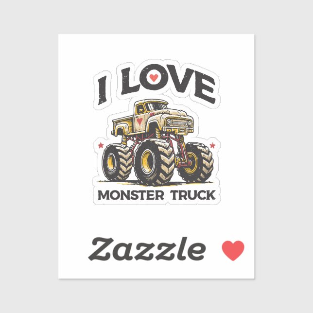 I Love Monster Truck Sticker (Sheet)
