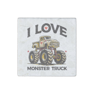 I Love Monster Truck Stone Magnet