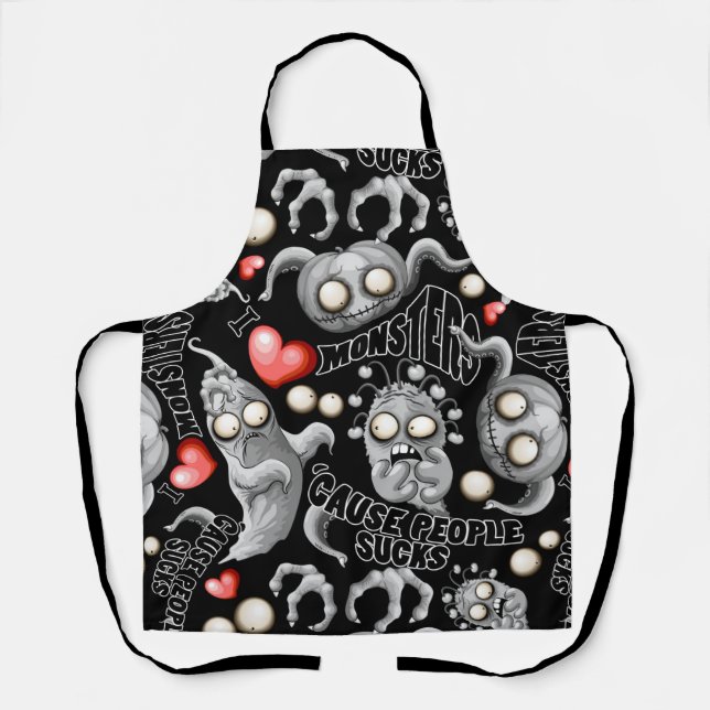 I Love Monsters 'cause People Sucks Apron (Front)