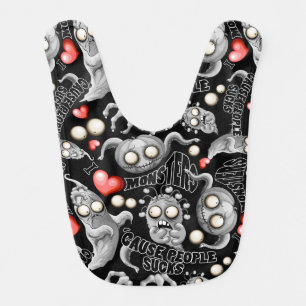 I Love Monsters 'cause People Sucks Baby Bib
