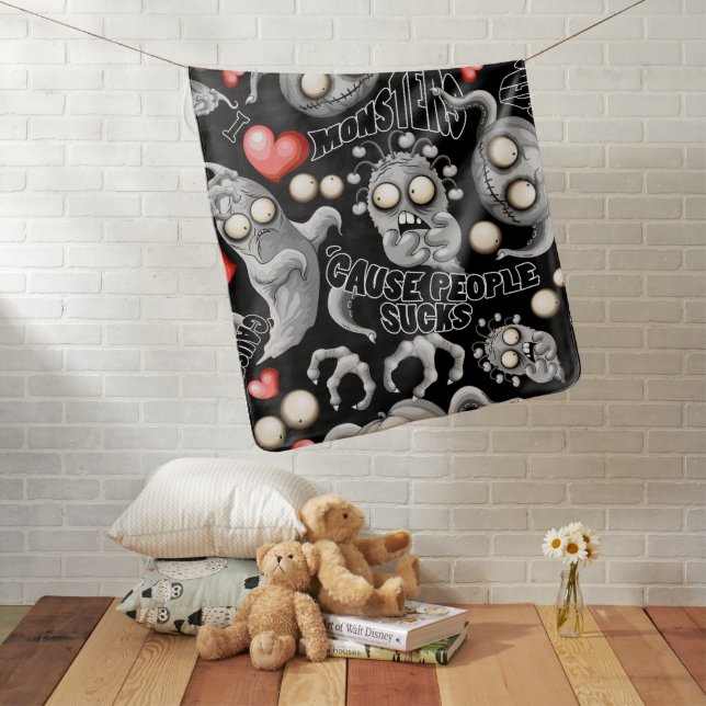 I Love Monsters 'cause People Sucks Baby Blanket (In Situ)