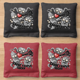 I Love Monsters 'cause People Sucks Cornhole Bags