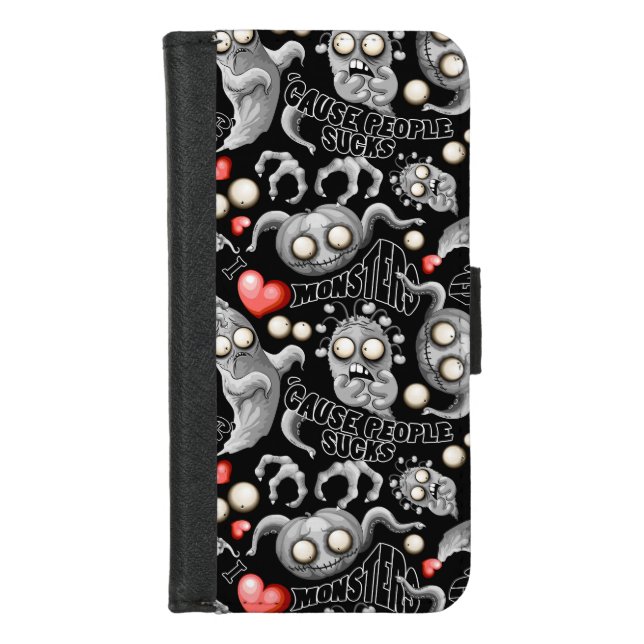 I Love Monsters 'cause People Sucks iPhone Wallet Case (Front)